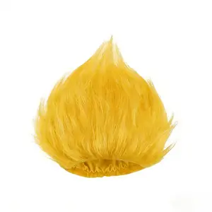 Funny Yellow Wig Thing Costume for Halloween Theme Parties Hairy Hat Cheering Props Funny Wig Crazy Wigs (Yellow, Short)