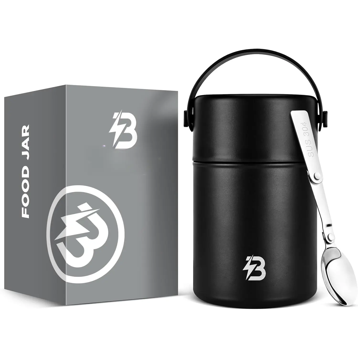 Thermo for Hot , 29 Oz Lunch Soup Thermo  Jar, Wide Mouth Insulated Thermo Hot  Container with Spoon for Adults (Black)