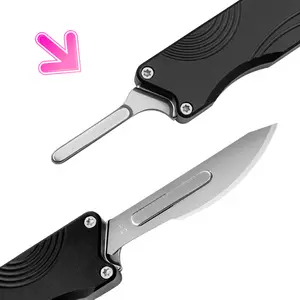 Aluminum Alloy Pocket Utility Knife with 24 Replaceable Blades,Heavy Duty Wear-Resistant,Lightweight Portable Cutter, Multipurpose for Daily Cutting & Outdoor Use