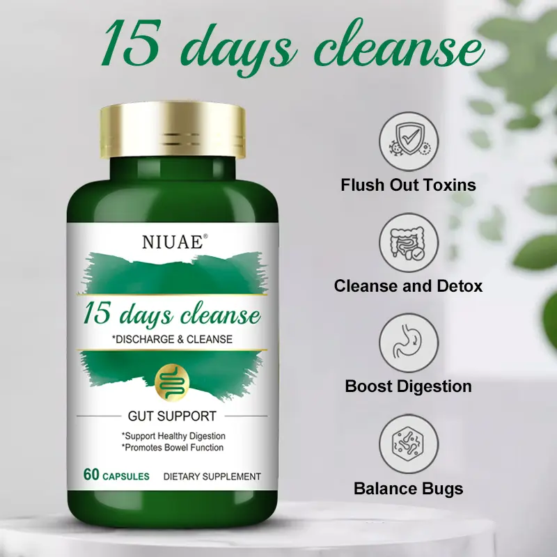 NIUAE 15-Day Cleanse Capsules – Advanced Colon Support with Senna, Cascara Sagrada & Psyllium Husk, 30 Non-GMO Capsules!