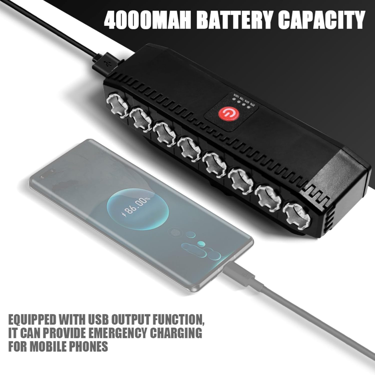 High Brightness 900 Lumen Max Rechargeable USB Charger IP44 Rated Waterproof LED Bike Headlight - Bike, Ebike Accessories for Night Riding, Road Cyclists (Tools & Hardware Accessory) High Brightness 900 Lumen Max Rechargeable USB Charger IP44 Rated Waterproof LED Bike Headlight - Bike, Ebike Accessories for Night Riding, Road Cyclists (Tools & Hardware Accessory)