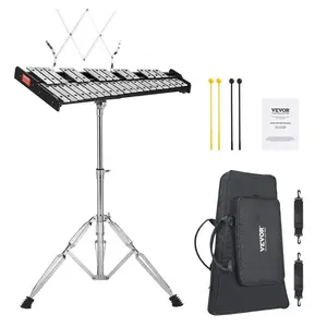 【Summervibes】VEVOR 32 Note Glockenspiel Xylophone Bell Kit,  Professional Percussion Instrument Set with Mallets, Drum Sticks, Music Stand, Adjustable Stand and Carrying Bag for Students & Adults
