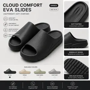 Viral Cloud Slides | Thick Soft Sole, All-Day Comfort, Indoor & Outdoor Versatile Slippers