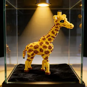 Golden Spotted Giraffe 2058pcs 3D Puzzle Model, Home Office Bookshelf Decoration, Party Decor, Ideal Gift for Thanksgiving Christmas