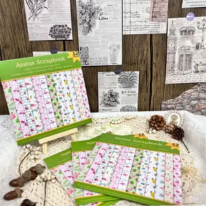 Floral Pattern Scrapbooking Paper Pad, 1 Count-12 Sheets Scrapbooking Paper Pad, Heavyweight Cardstock for Bullet Journaling, Collage Art, Greeting Cards
