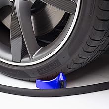 Hose Guide – 4pcs Plastic Hose Roller for Cars, Trucks & Motorcycles - Car Wheel Rolling System Tool Preventing Stucking and Snagging Under Tires (Blue)