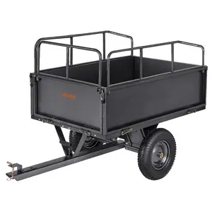 fathersdaygift VEVOR Garden Utility Trailer, 17 Cu. Ft 600lbs Capacity, ATV UTV Hauling Trailer, Tow Behind Steel Dump Cart with 16 Tires, Hand Pull or Foot Pedal, Heavy Duty Yard Trailers for Lawn Mower Tractor