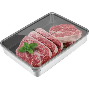 Deli Meat Container for Fridge,Bacon Container for Refrigerator,304SS Airtight  Storage Container,Stackable Fridge Organizer with Locking Lid ()