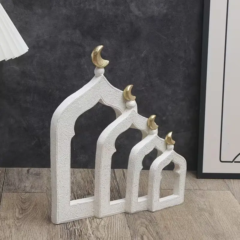 Ramadan Sculpture Decoration, Muslim Eid Mubarak Ornament, Creative Middle Eastern Architecture Decor, Suitable for Living Room Office Entryway