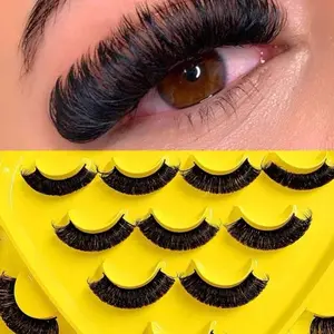 9 Pairs Fluffy Thick Russian Strip Lashes - D Curl Faux Mink Lashes Pack For Long-Lasting, Natural-Looking Eyelashes Eyelash Extensions Eyelash Extension Cosmetic Lash Extensions Makeup Eyelashes Extensions Lash Extension