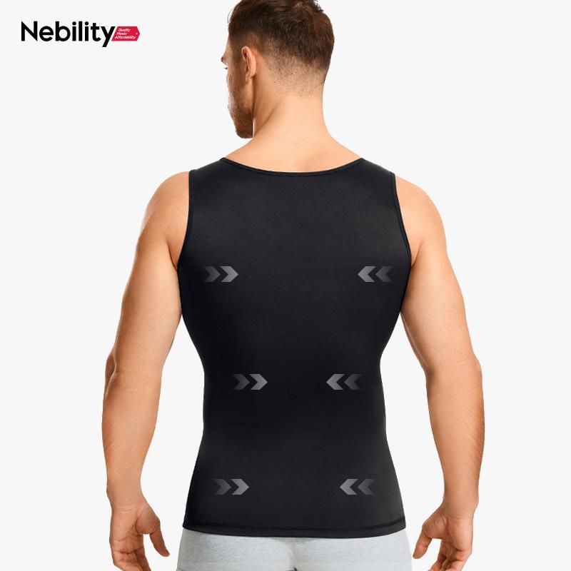Nebility Men's Sleeveless Crew Neck Belly Compression Tank Activewear Menswear Tank Top Straps Undershirt Menswear