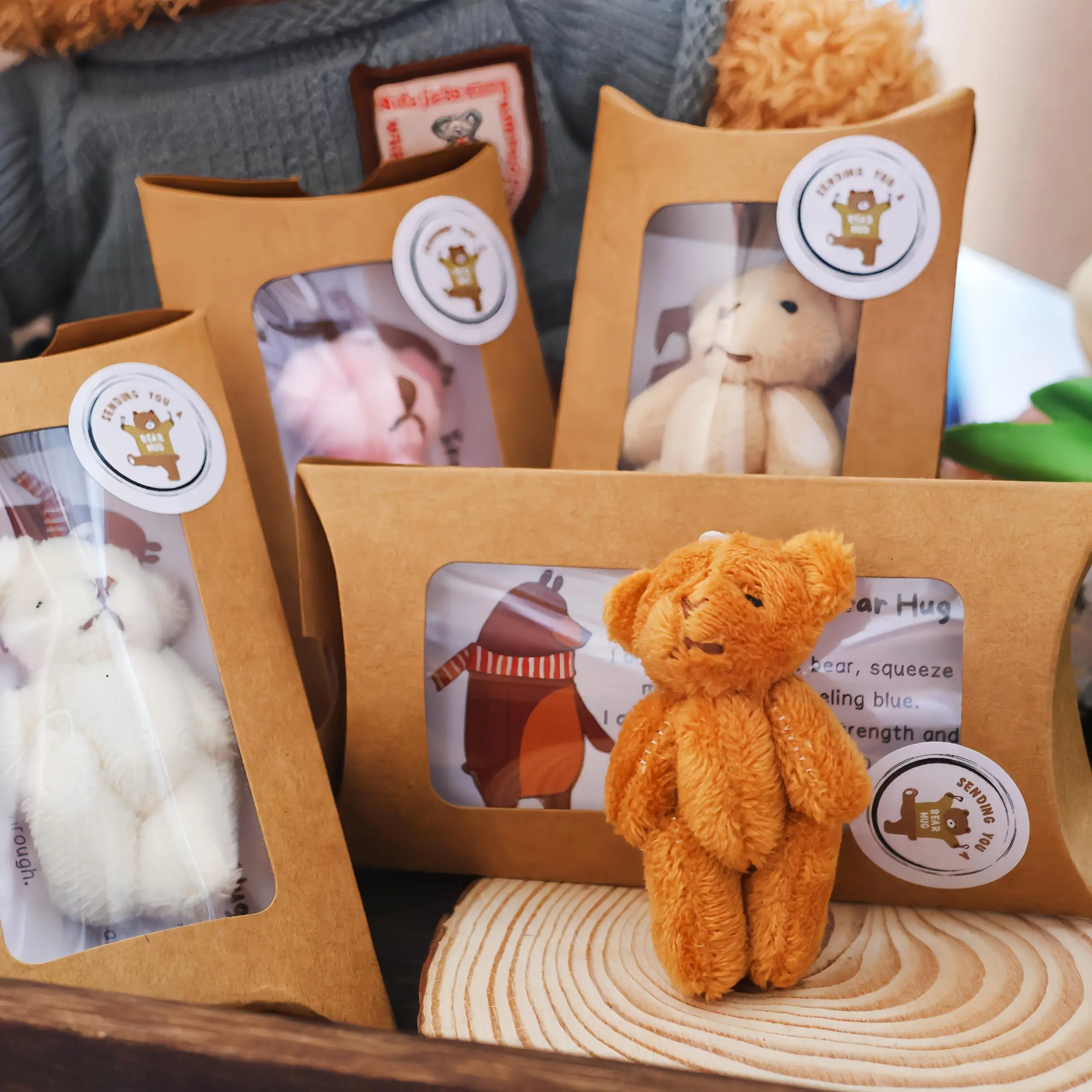 Mini Bear In Box, Mini Bear with Card, Sympathy Gift for Graduation Birthday, Gift Packaging Supplies, Soft Cuddly Gift