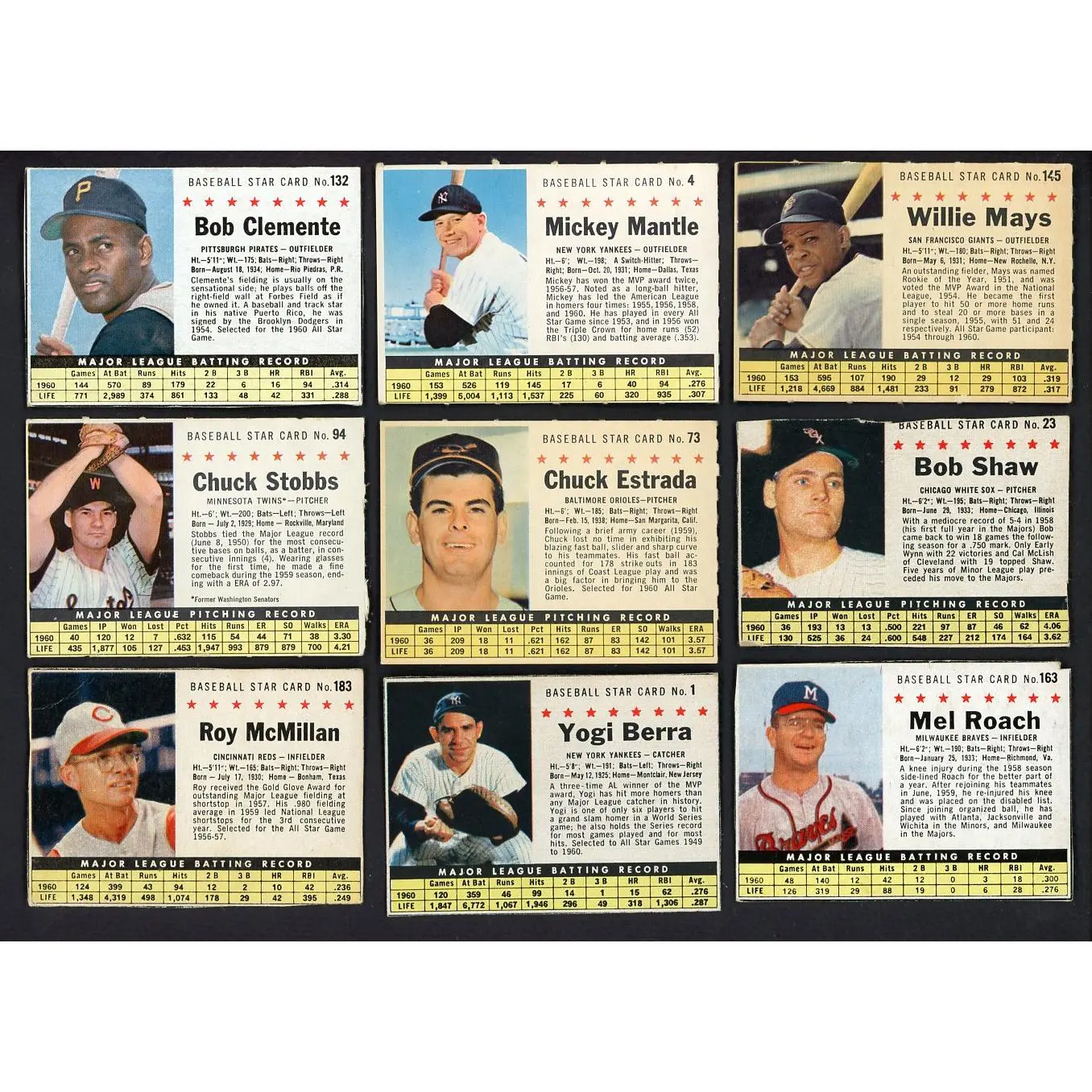 1961 Post Baseball Near Set (-5) Mantle Clemente Aaron Mays 558561