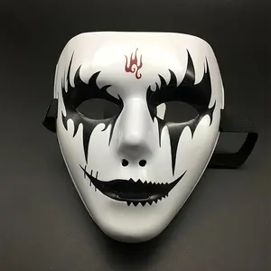 6count Halloween Props, Cool Masquerade Performance Full Face Masks, Hand-Painted Jazz Dance Men's Adult Eye Cover Sword horror Punk Latex Cosplay lights Head Movable Jaw led
