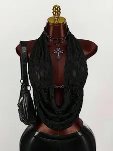 Spring Valentine's Day Women's Womenswear Fashion Comfortable Sexy Style Knitted Fabric Chain Design Halter Top, Stylish & Trendy