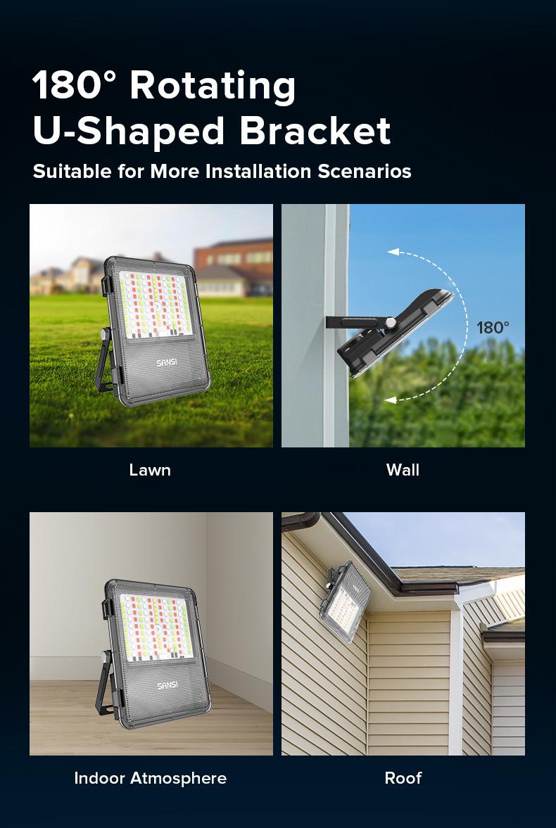 SANSI RGBW LED Outdoor Flood Lights 80W/120W/160W, Energy Efficient, Ideal for Pool Parties, Stage, & Landscape, IP66 Waterproof, 2-Pack, Perfect for Halloween , Halo Landscape Light, Outdoorfun Decorative