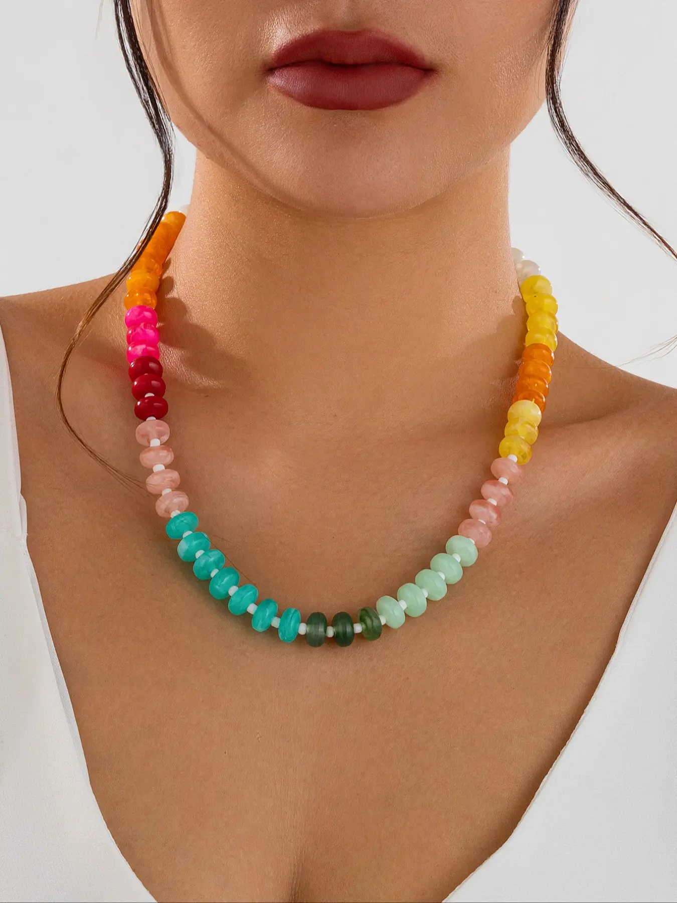 Chic Beaded Necklace for Women, Decorative Beaded Necklaces, Multicolor Jewelry, Casual Style Necklaces, Perfect Gift for Holidays & Birthdays, Stylish Accessory for Parties, Fashionable Jewelry Accessories
