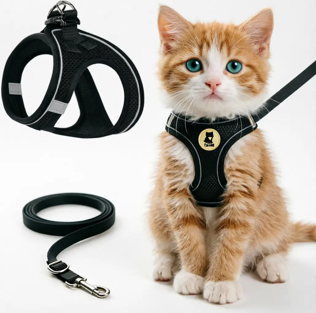 TaraMi Escape-Resistant Cat Harness & Leash Set, Animal Print Soft Mesh Vest with Reflective Strip, Detachable Parts, Visibility Boost, Choke-Free Adjustable Fit for Cats & Kittens, No-Pull Pet Walking Gear sohochic