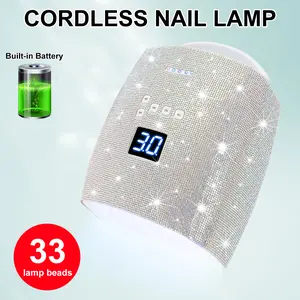 New Handheld Rechargeable 66W Diamond-Studded Nail Lamp with 33 LEDs, Dimmable Touch Control Nail Light Suitable for Nail Salons