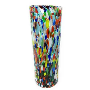 Mexican Hand Blown Glass Vase (11.5" x 4") – Confetti Carmen Colorful Flower Vase