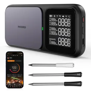 Father's Day Gifts-INKBIRD 3-Probe Wireless Meat Thermometer, with WiFi and Bluetooth support, features a 5-in-1 sensor for precise measurements, and comes with a clear LCD screen. Ideal for grilling, roasting, and smoking.