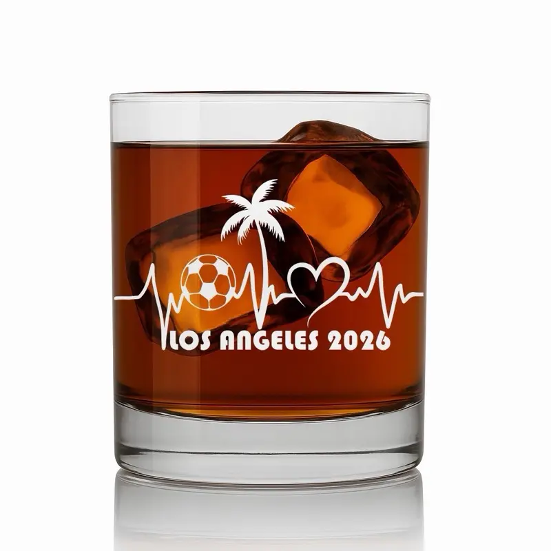 Soccer Whiskey Glass Personalized, California 2026 Glass, Soccer Lover Gift, Engraved Whiskey Glass, Gift for Him, Custom Bar Glass