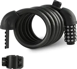 5FT Cable Bike Lock, 5 Digit Resettable Combination Codes, with Secure Mount Bracket