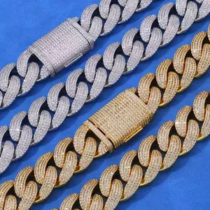 M2-9090 Iced Out Cuban Link Chain for Men Women Hip Hop Jewelry Bling Necklace for Rapper Style Modern Versatile Accessories Complimentary shipping