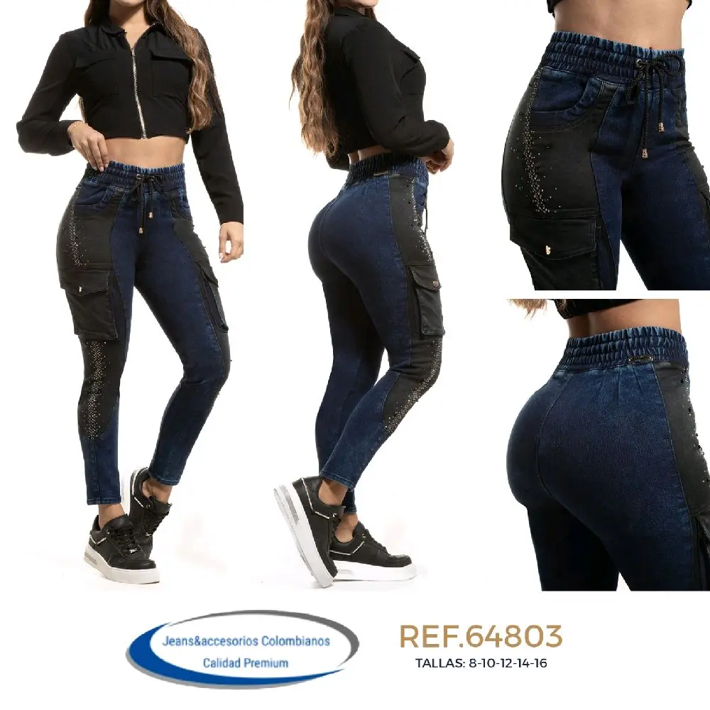 Colombian Push Up jogger jeans with rhinestones, comfortable, modern, and with a perfect lifting effect.