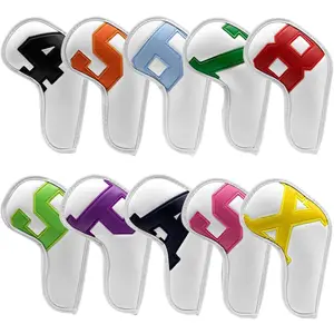 Colorful Leather Golf Iron Head Covers Set - 10Pcs