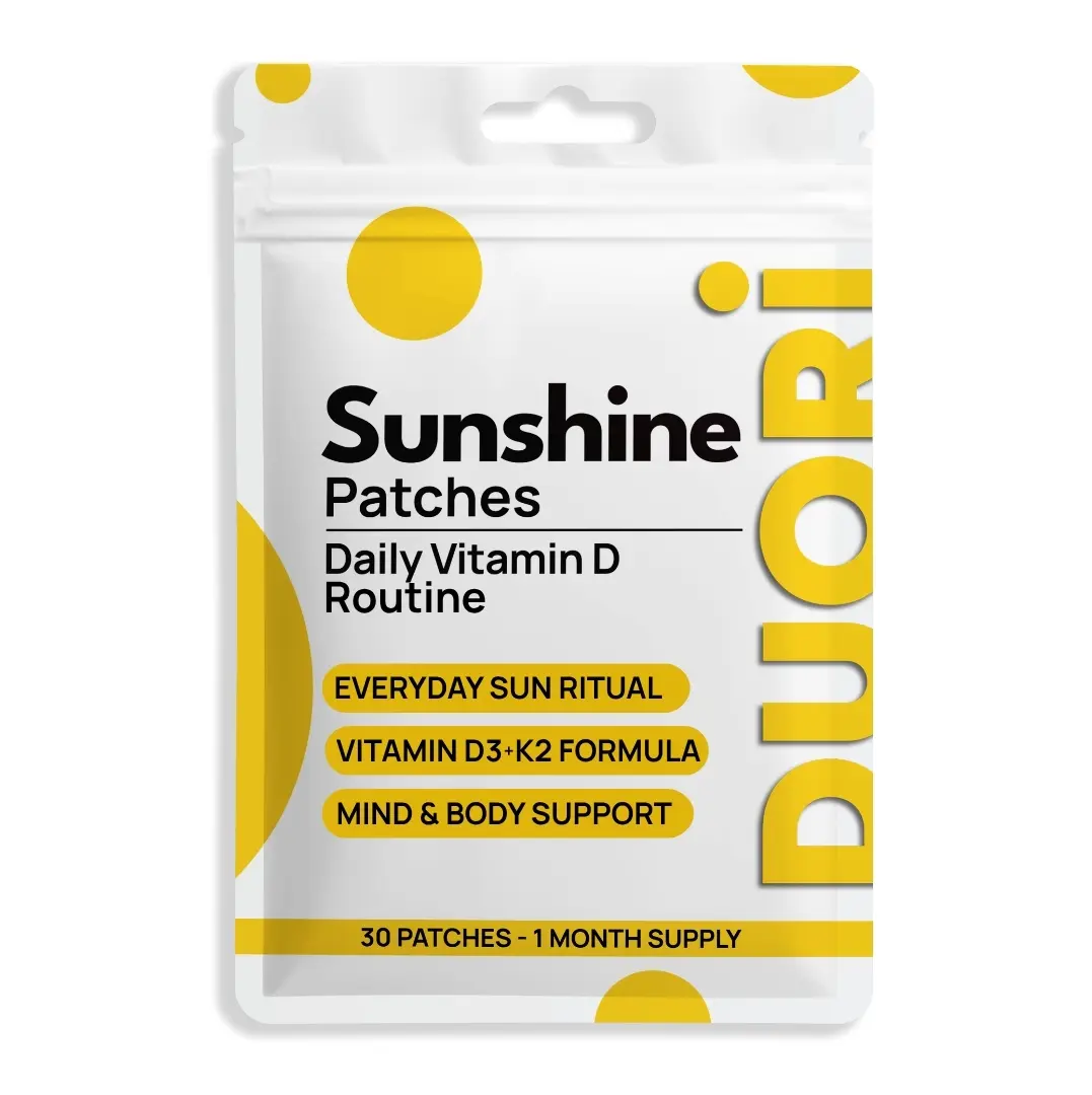 Sunshine Patches - Vitamin D Boost - D3 & K2 -Magnesium - Zinc - Ashwagandha - Vegan & Natural - 30 Patches