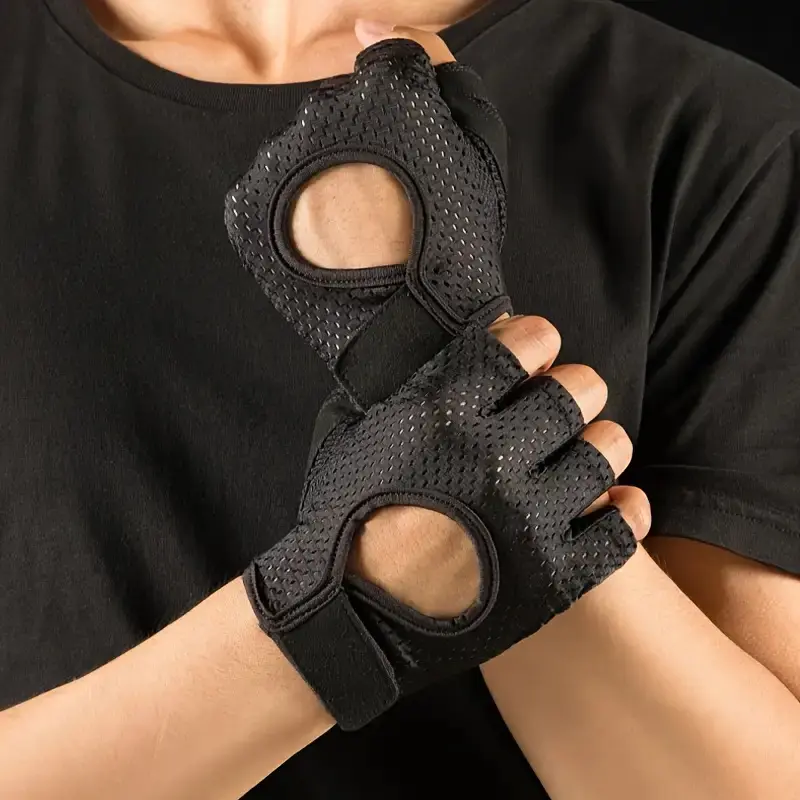 [Non-Slip Gloves] Non-Slip Breathable Pair Of Fitness Sports Gloves, Unisex, Suitable For Gym Exercise, Yoga Football Gloves travel ball Women's Double Anti-Slip Pattern Cycling Touch Screen Padded Half Finger Weightlifting Waist