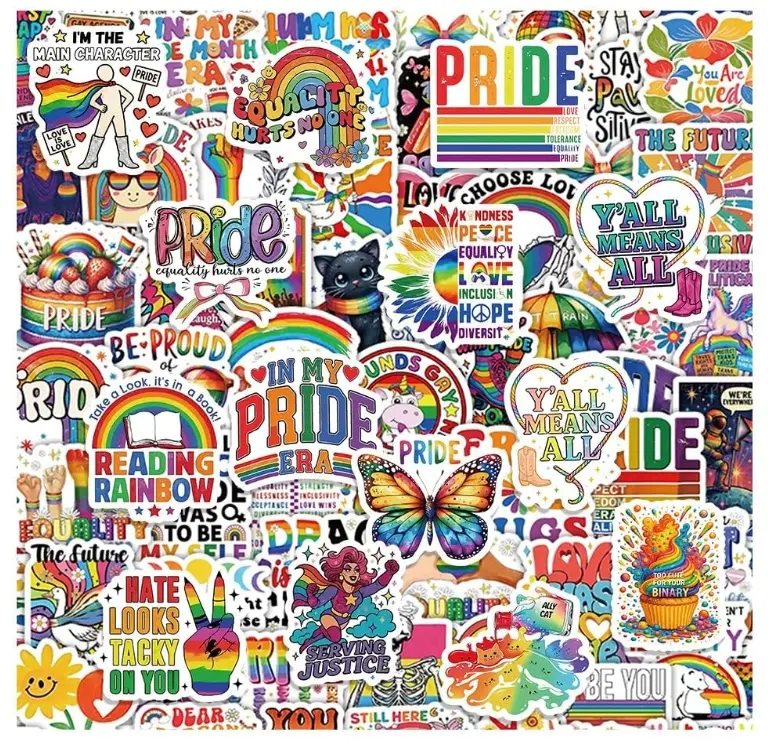 130PCS Pride Stickers for LGBTQ, Waterproof Vinyl Rainbow Stickers Trans Bi Lesbian LGBTQ Gay Pride Stuff Accessories for Celebration Parades Home Decor Party Supplies Festivals