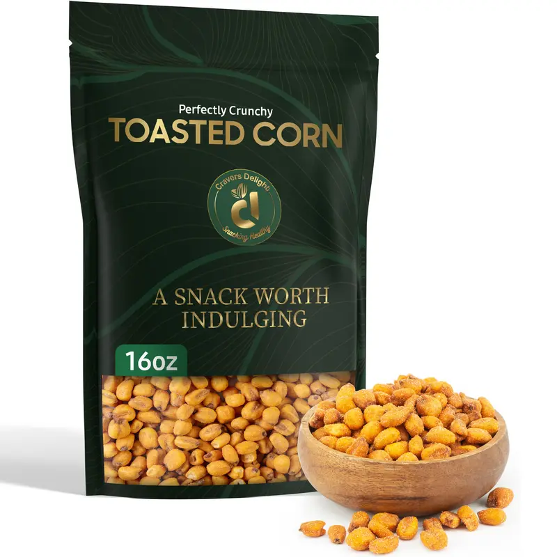 Cravers Delight Crunchy Corn Snack – 16 oz Roasted Salted Dried Corn Kernels in Giftable Resealable Pouch – Healthier Alternative to Chips and Greasy Snacks for Kids & Adults – Non-GMO and Gluten Free