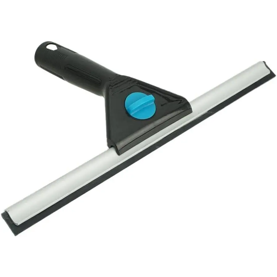 12-Inch Multifunctional Window Squeegee Cleaning Tool - Ergo-Grip Interchangeable Lightweight Durable Plastic Handle - Aluminum Channel with Streak-Free Performance Smooth Rubber Blade - for Household Glass, Storefronts