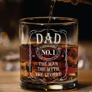 Sweet Mood Shop - Dad The Man The Myth The Legend Whiskey Glass - No.1 Drinking Glass Gifts for Dad from Daughter Son - Christmas, Birthday Gifts For Dad, Grandpa, Father