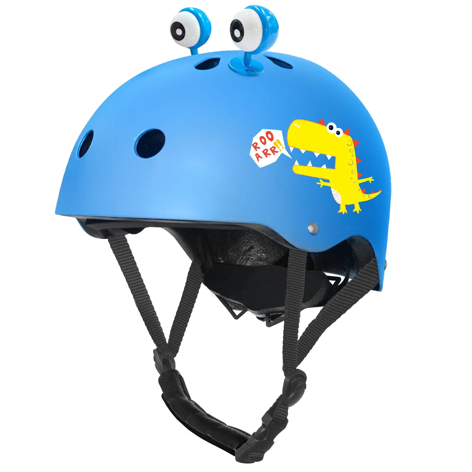 Nattork Kids' Blue Dinosaur Breathable Helmet - Lightweight, Adjustable (Size S), Durable, Impact-Resistant PP Shell, Secure Fit for Children's Cycling, Skateboarding, 18.11"-20.5" Youth Outdoor Sports Protective Gear, Biking/Skating, 18.11" To 20.5"