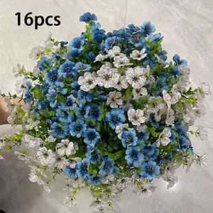 16 Bundles Artificial Flowers for Outdoors, Realistic Fake Silk Flowers for Outside, No Fade Faux Eucalyptus Plants for Outdoor Planter, Window Box, Hanging Basket - Porch Patio Garden Decor, Artificial Flower Decorations, Artificial Flower Set