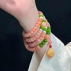 Pink Bodhi Bead 108-Beading Buddha Mala Necklace for Women