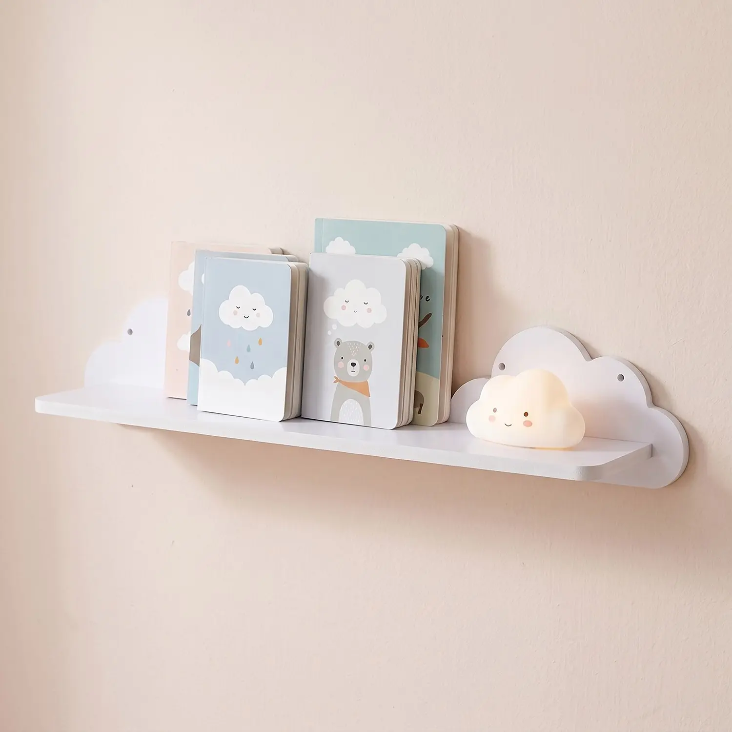 Cute Cloud-Shaped Floating Wall Shelf, PVC Hanging Organizer Rack, Waterproof Storage for Photos, Toys, Plants, Office, Nursery, Kids Room, Bathroom