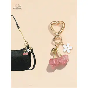 Cherry Design Sparkly Bag Charm, Fashionable Keychain for Women & Girls, Trendy Accessory for Birthdays, Perfect Girlfriend Gift Idea