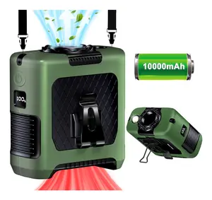 Portable Clip-On Waist Fan for Construction Workers - 10000mAh Battery, 16000RPM Strong Airflow, LED Flashlight