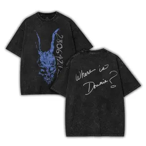 Where Is Donnie Movie Washed T-Shirt Oversized Unisex Acid Washed Cotton T-Shirt, Donnie Darko Tshirt Gift For Movie Fan, Streetwear Halloween T-shirt Clothes Top