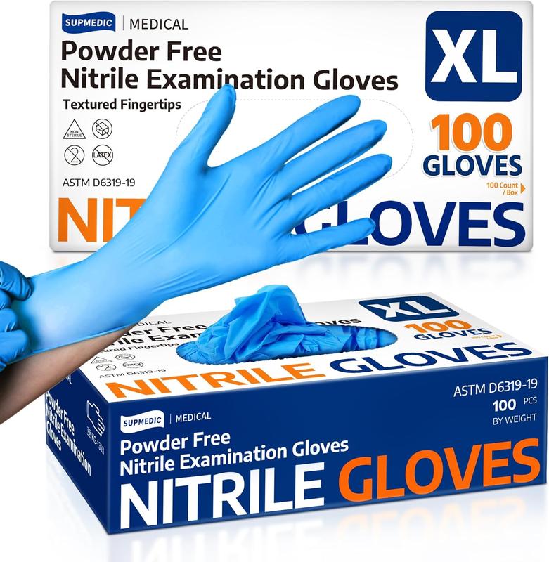 Medical Soft Max™ Nitrile Exam Gloves, 100 Count Latex-Free Powder-Free Non-Sterile Food Safe Disposable Glove, Blue Supmedic