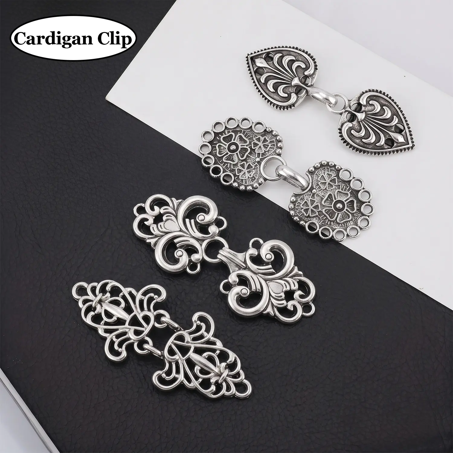 Vintage Sweater Shawl Clips Set 4 Count for Women Elegant Retro Cardigan Clips Waist Clip Brooch Jacket Clip Durable Zinc Alloy for Wedding Party Crufty, Fashion Accessory