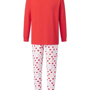 Valentine s Day Matching Family Pajama Set Heart Print Long Sleeve Tops and Pants Sleepwear Outfits for the Whole Family