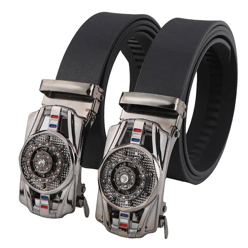 BEST Father's Day GIFT | Men's Automatic Buckle PU Leather Belt, Rotatable Rhinestone Buckle Full Tooth Waist Belt, Casual Business Versatile Dress Belt, Ideal Father's Day & Graduation Gift for Men