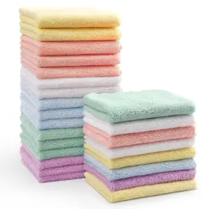 Washcloths 24 Pack-Microfiber Coral Fleece Bath Face Towel 7 x 9 Inch Extra Absorbent and Soft Burp Cloth and Wash Cloths for Gentle On Sensitive Skin