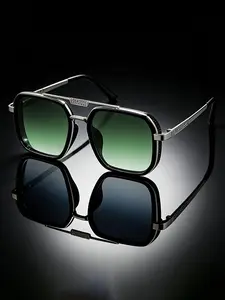 New Classic Retro Square Metal Double Bridge Small Frame Trendy Daily Casual Sunglasses, Trendy Styling Sunglasses, PC Lenses, Unisex Street Style, Lightweight and Non-pressing, Face-slimming, Vintage Trendy