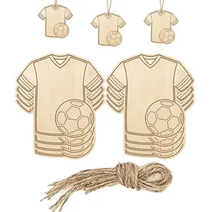 Wooden Football Jersey Ornaments, Blank Wooden Pieces for Painting Graffiti, Gift Tags, Sports Party Decorations, Adult Craft Materials